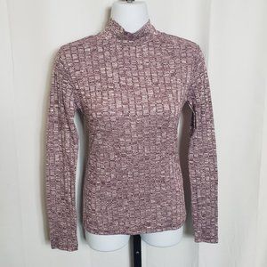 Burgundy White Mock Neck Top